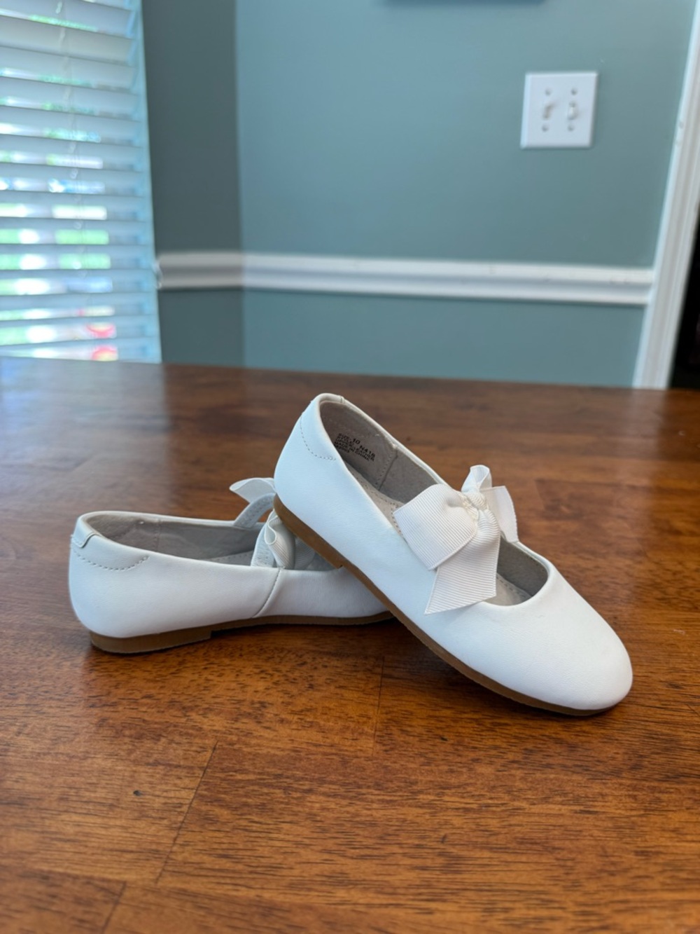 L'Amour Pauline Special Occasion Bow Flat White Ribbon Tie Ballet Flat shoes 10